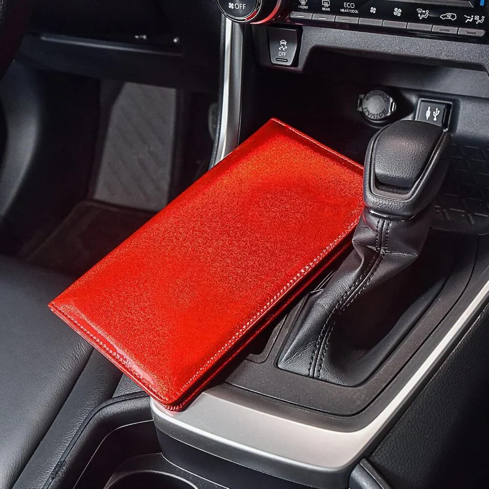 Car Registration and Insurance Card Holder,Glitter Leather Vehicle Glove Box Aut - Picture 7 of 7